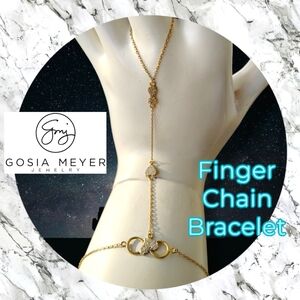 GOSIA MEYERS Jewelry Finger Chain Bracelet 14k Gold Topaz Hearts Infinity Charms
